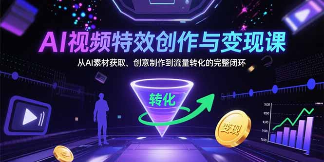 AI视频特效创作与变现课：从AI素材获取、创意制作到流量转化的完整闭环 - 搞薯条网-搞薯条网