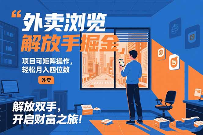 外卖浏览掘金项目 可矩阵操作 轻松日入500+ - 搞薯条网-搞薯条网