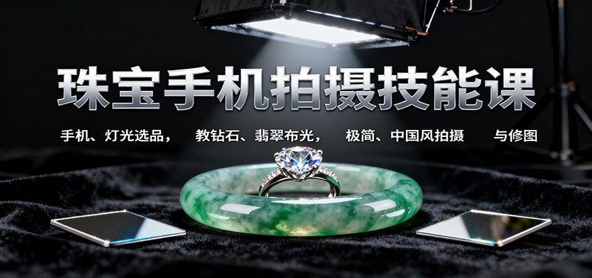 珠宝手机拍摄技能课:手机、 灯光选品，教钻石、翡翠布光，极简、中国风拍摄与修图 - 搞薯条网-搞薯条网