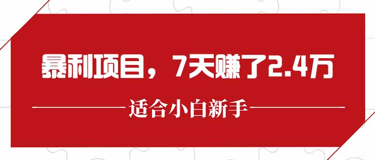 最新暴利项目，每单收益轻松在300以上，7天赚了2.4万 - 搞薯条网-搞薯条网