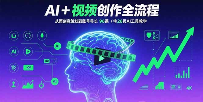 AI+短视频创作全流程：从创意策划到账号增长，96节课(含26项AI工具教学 - 搞薯条网-搞薯条网