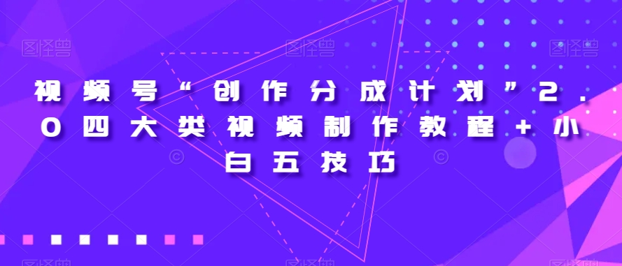 视频号“创作分成计划”2.0四大类视频制作教程+小白五技巧【揭秘】 - 搞薯条网-搞薯条网
