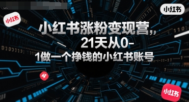 小红书涨粉变现营，21天从0-1做一个挣钱的小红书账号 - 搞薯条网-搞薯条网