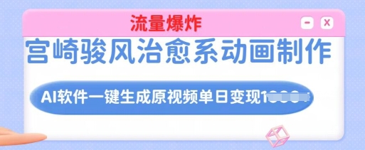 宫崎骏风治愈系动画制作，AI软件一键生成原创视频流量爆炸，单日变现多张，详细实操流程 - 搞薯条网-搞薯条网