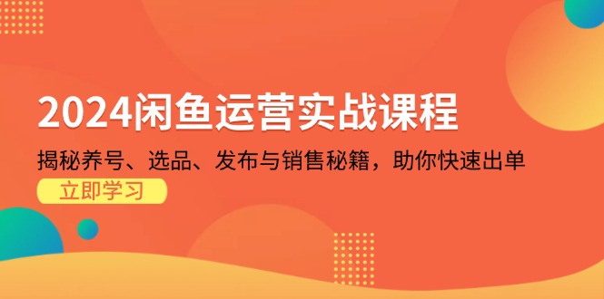 2024闲鱼运营实战课程：揭秘养号、选品、发布与销售秘籍，助你快速出单 - 搞薯条网-搞薯条网