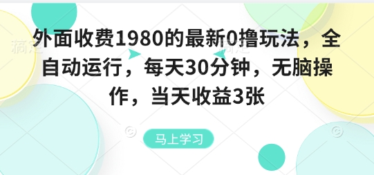 外面收费1980的最新0撸玩法，全自动挂G，每天30分钟，无脑操作，当天收益3张【揭秘】 - 搞薯条网-搞薯条网
