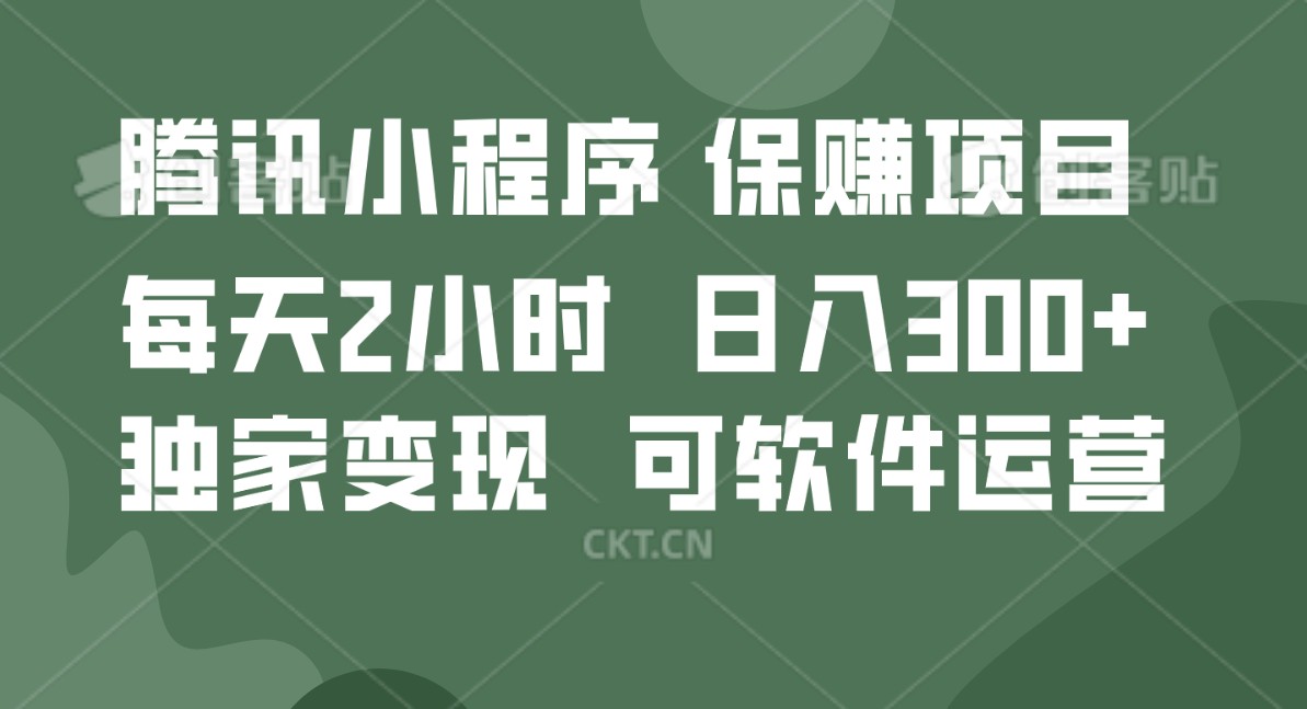 腾讯官方项目，可软件自动运营，稳定有保障，时间自由，永久售后，日均收益100-500+ - 搞薯条网-搞薯条网