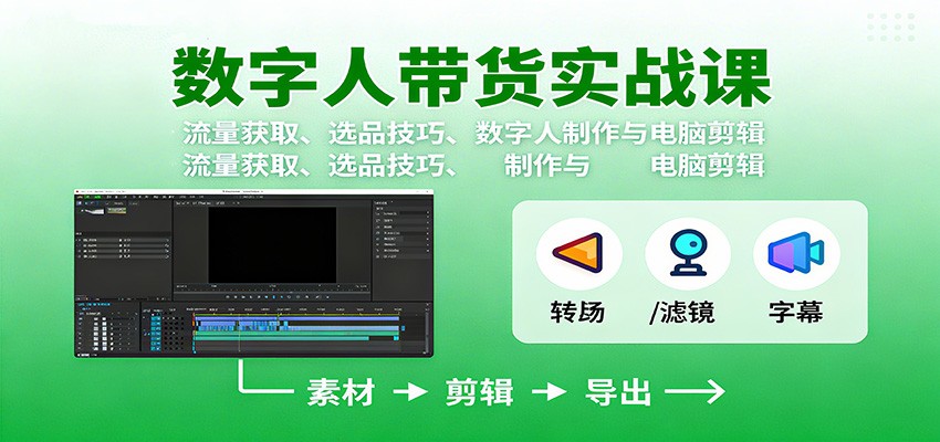 数字人变现实战课:流量获取、选品技巧、数字人制作与电脑剪辑-搞薯条网