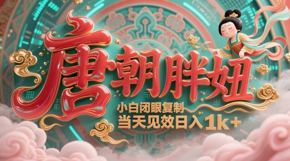 用AI克隆“唐朝胖妞”日更3条，平台疯狂推流，小白闭眼复制，当天见效，日入1k+ - 搞薯条网-搞薯条网