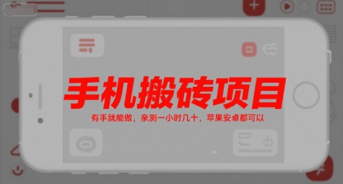 手机搬砖项目，有手就能做，亲测一小时几十，苹果安卓都可以 - 搞薯条网-搞薯条网