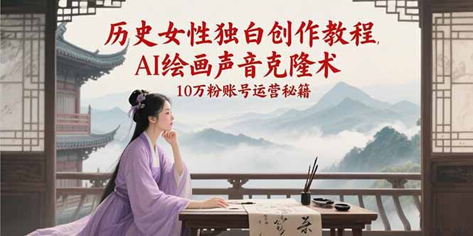历史女性独白创作教程，AI绘画声音克隆术，10万粉账号运营秘籍 - 搞薯条网-搞薯条网