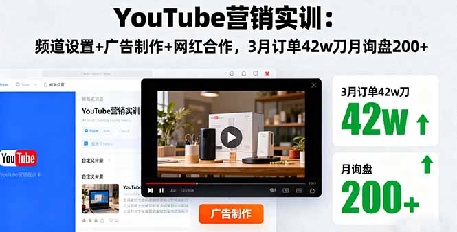 YouTube营销实训:频道设置+广告制作+网红合作,3月订单42w刀月询盘200+-搞薯条网