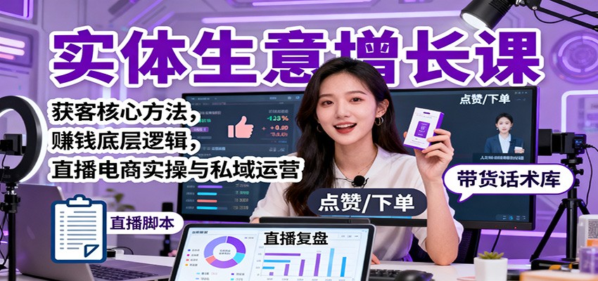 实体生意增长课:获客核心方法,赚钱底层逻辑,直播电商实操与私域运营-搞薯条网