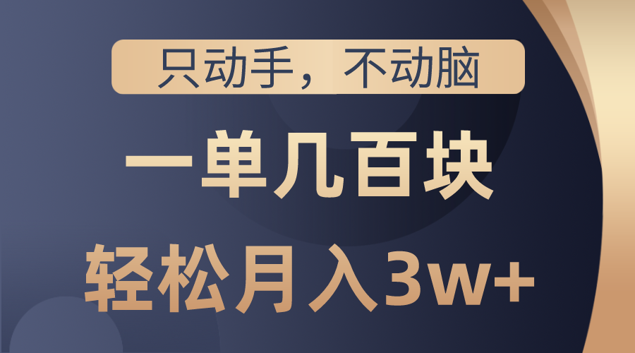 只动手不动脑，一单几百块，轻松月入3w+，看完就能直接操作，详细教程-森森项目库