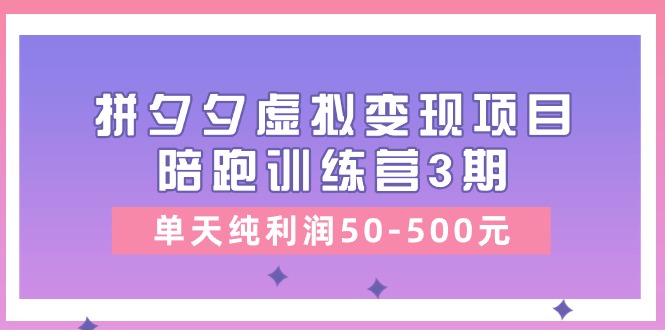 某收费培训《拼夕夕虚拟变现项目陪跑训练营3期》单天纯利润50-500元 - 搞薯条网-搞薯条网