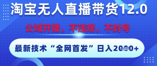 淘宝无人直播带货12.0，最新技术，不封号，不违规，操作简单，开播爆单，日入多张【揭秘】 - 搞薯条网-搞薯条网