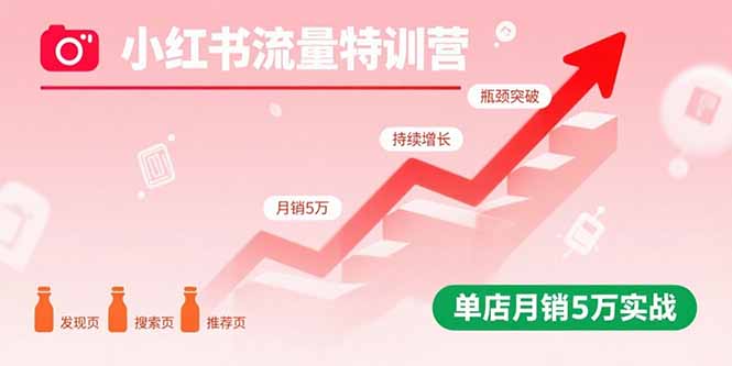 小红书流量特训营：突破流量瓶颈，实现店铺持续增长，单店月销5万实战 - 搞薯条网-搞薯条网