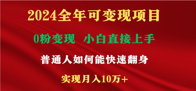 2024全年可变现项目，一天收益至少2000+，小白上手快，普通人就要利用互… - 搞薯条网-搞薯条网