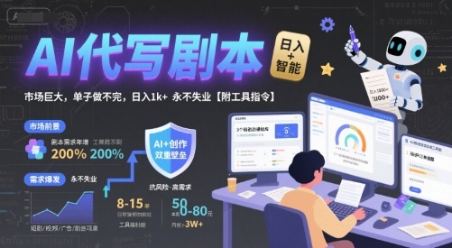 AI代写剧本，市场巨大，单子做不完，日入1k+ 永不失业【附工具指令】 - 搞薯条网-搞薯条网