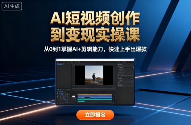 AI短视频创作到变现实操课，从0到1掌握AI+剪辑能力，快速上手出爆款(更新10月) - 搞薯条网-搞薯条网