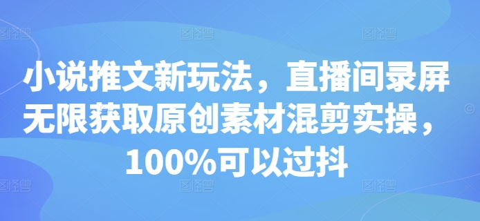 小说推文新玩法，直播间录屏无限获取原创素材混剪实操，100%可以过抖 - 搞薯条网-搞薯条网