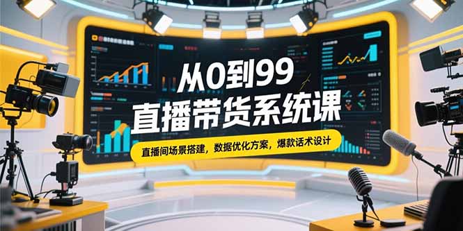 从0到99直播带货系统课，直播间场景搭建，数据优化方案，爆款话术设计 - 搞薯条网-搞薯条网
