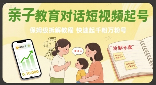 亲子教育对话短视频起号，保姆级拆解教程，快速起千粉万粉号 - 搞薯条网-搞薯条网