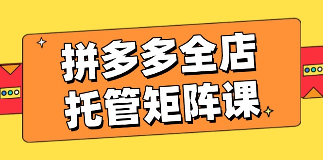 拼多多全店托管矩阵课，盈利动销玩法，高效计划设置，提升店铺效益 - 搞薯条网-搞薯条网