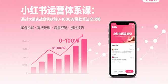 小红书运营体系课：通过大量实战案例拆解0-1000W爆款算法全攻略 - 搞薯条网-搞薯条网