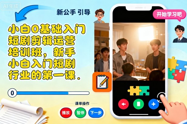 小白0基础入门短剧剪辑运营培训班,新手小白入门短剧行业的第一课-搞薯条网