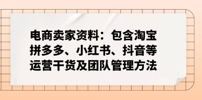 电商卖家资料：包含淘宝、拼多多、小红书、抖音等运营干货及团队管理方法 - 搞薯条网-搞薯条网