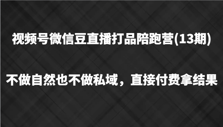 视频号微信豆直播打品陪跑(13期)，不做不自然流不做私域，直接付费拿结果 - 搞薯条网-搞薯条网