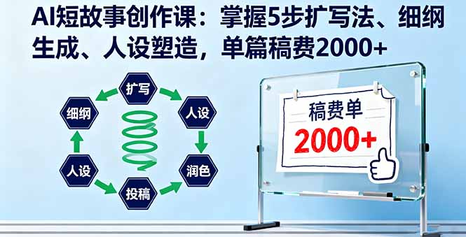 AI短故事创作课:掌握5步扩写法、细纲生成、人设塑造,单篇稿费2000+-搞薯条网