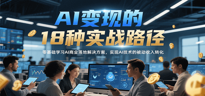 AI变现的18种实战路径，零基础学习AI商业落地解决方案，实现AI技术的被动收入转化 - 搞薯条网-搞薯条网