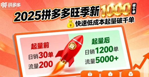 2025拼多多旺季新老店铺——快速低成本起量破千单 - 搞薯条网-搞薯条网