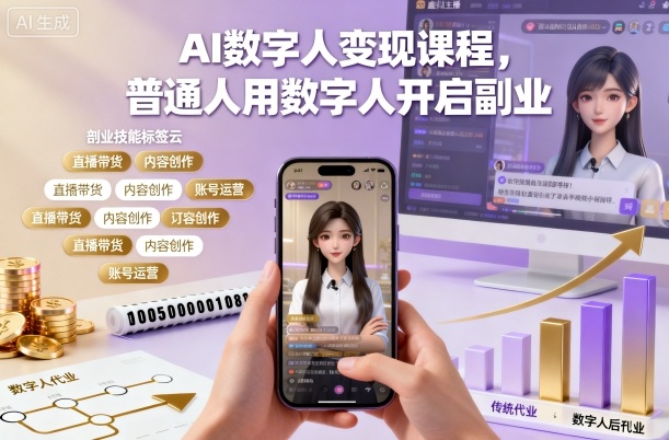 AI数字人变现课程,普通人用数字人开启副业-搞薯条网