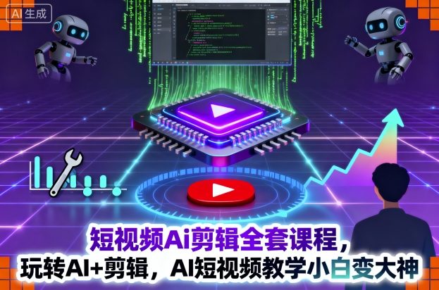 短视频Ai剪辑全套课程，玩转AI+剪辑，AI短视频教学小白变大神-搞薯条网