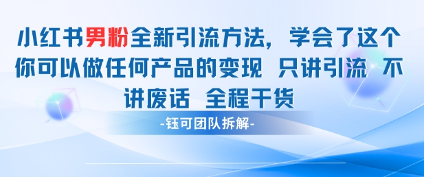 小红书男粉引流 学会了这个变现很容易，不讲废话全程针对男人的打法 全程干货 - 搞薯条网-搞薯条网