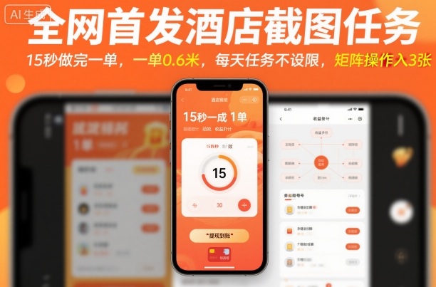全网首发酒店截图任务，15秒做完一单，一单0.6米，每天任务不设限，矩阵操作日入3张【揭秘】 - 搞薯条网-搞薯条网