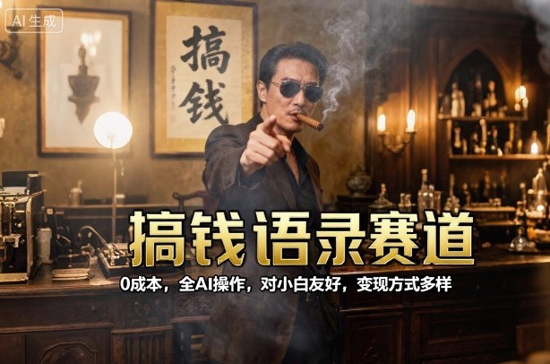 搞钱语录赛道，0成本，全AI操作，对小白友好，变现方式多样 - 搞薯条网-搞薯条网