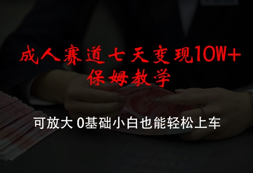 成人赛道七天变现10W+保姆教学，可放大，0基础小白也能轻松上车【揭秘】 - 搞薯条网-搞薯条网
