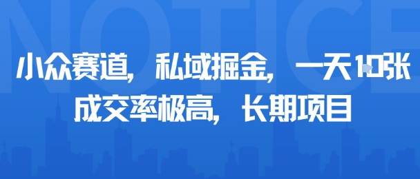 小众赛道，私域掘金，一天多张，成交率极高，长期项目 - 搞薯条网-搞薯条网