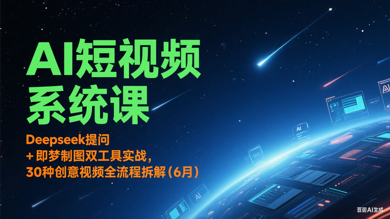 AI短视频系统课：Deepseek提问 + 即梦制图双工具实战，30种创意视频全流程拆解(6月) - 搞薯条网-搞薯条网