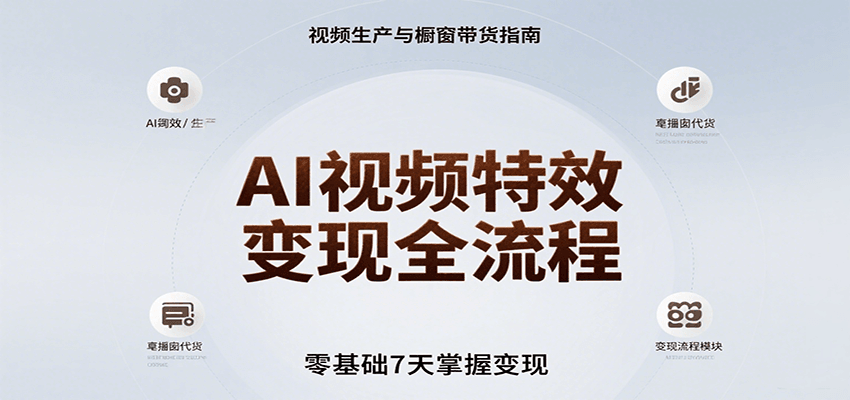 AI视频特效变现全流程，零基础7天掌握视频生产到橱窗带货变现 - 搞薯条网-搞薯条网