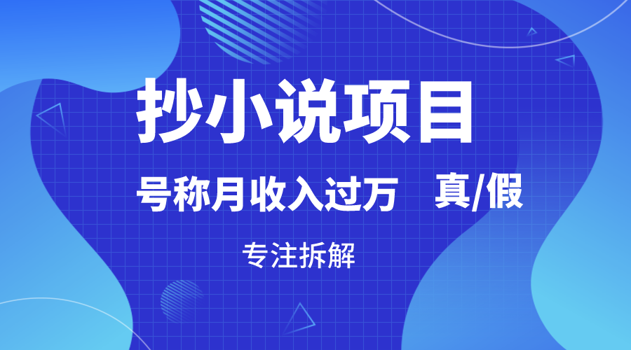 抄小说项目，号称月入过万，到底是否真实，能不能做，详细拆解 - 搞薯条网-搞薯条网