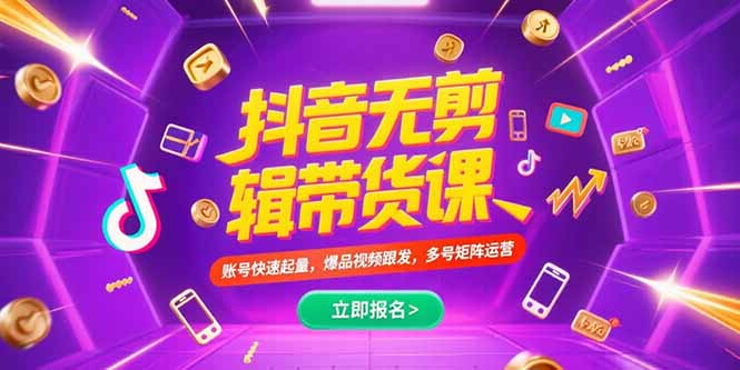 抖音不剪辑带货课，账号快速起量，爆品视频跟发，多号矩阵运营 - 搞薯条网-搞薯条网