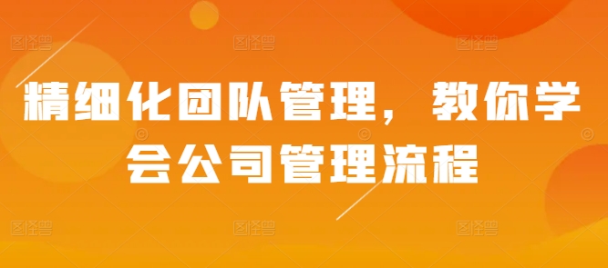 精细化团队管理，教你学会公司管理流程 - 搞薯条网-搞薯条网