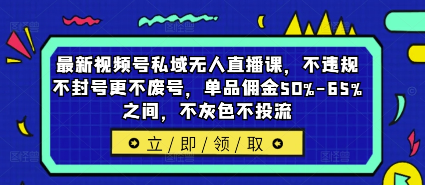 最新视频号私域无人直播课，不违规不封号更不废号，单品佣金50%-65%之间，不灰色不投流-搞薯条网 - 搞薯条网-搞薯条网