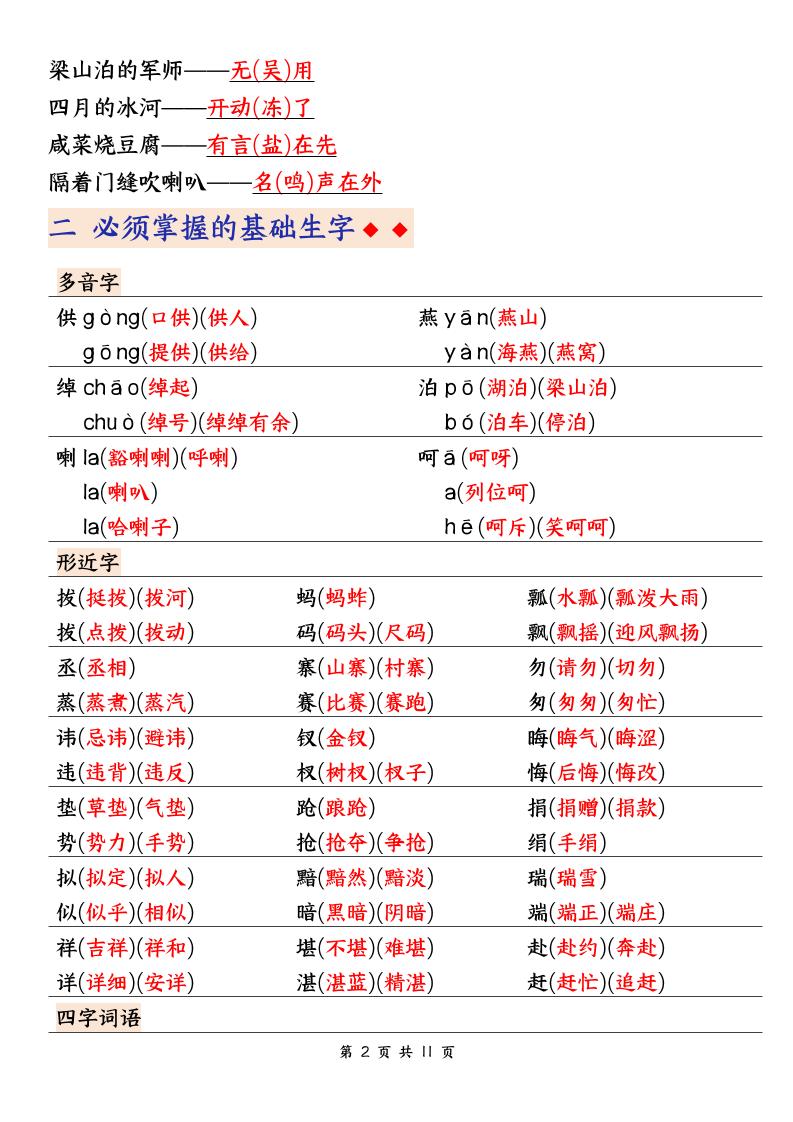 五下语文期中考试复习资料 - 搞薯条网-搞薯条网