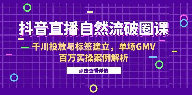 抖音直播自然流破圈课-6月，千川投放与标签建立，单场GMV百万实操案例解析 - 搞薯条网-搞薯条网